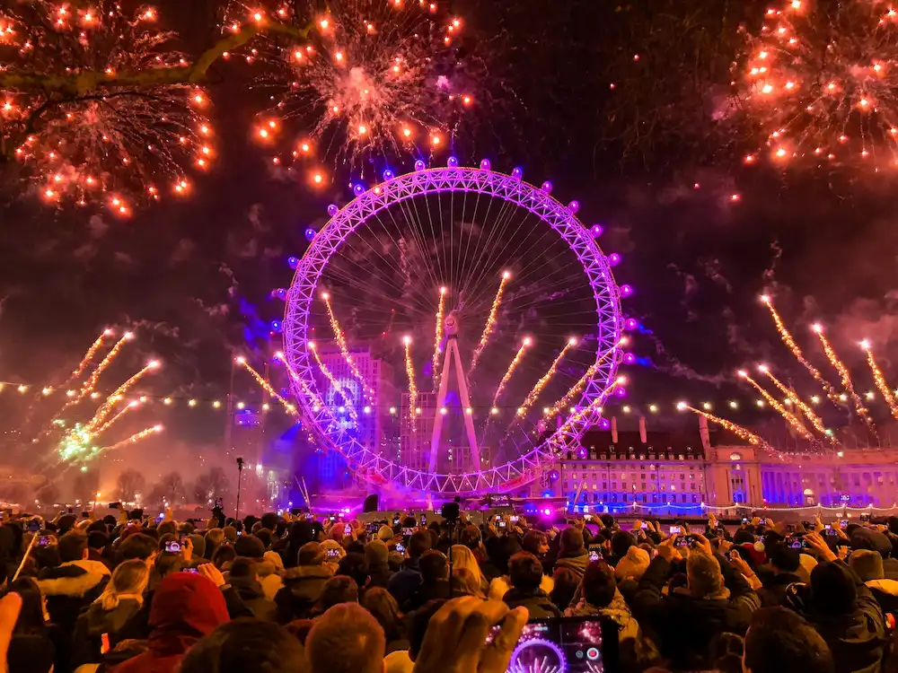 London Eye en fin de año en Reino Unido